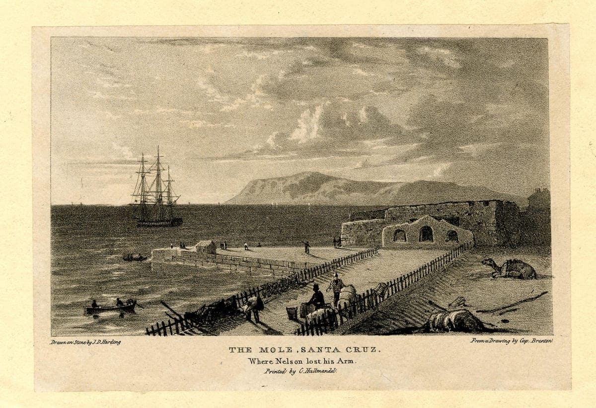 El muelle de Santa Cruz de Tenerife, litografía del siglo XIX (según Brenton)